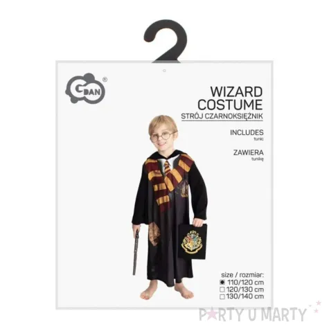 stroj na halloween karnawal szata czarodzieja harry peleryna czarna rozm 110 120