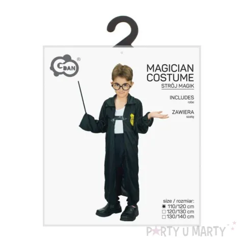 stroj na halloween karnawal szata czarodzieja harry peleryna czarna rozm 110 120