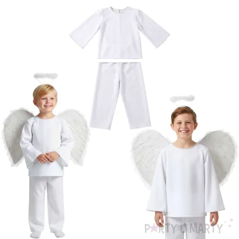 stroj na jaselka dla chlopca kostium aniol bialy rozm 134 140 cm