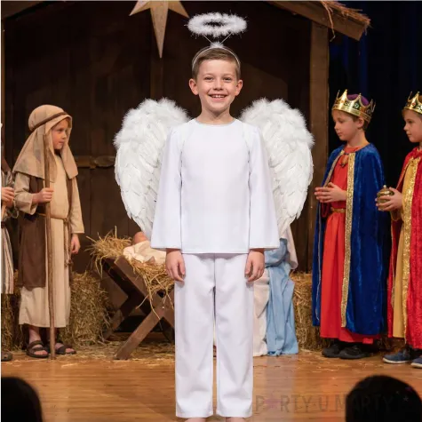 stroj na jaselka dla chlopca kostium aniol bialy rozm 134 140 cm