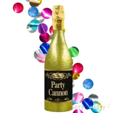 strzelajace konfetti butelka szampana zlota mix partypal 32 cm