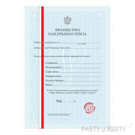 swiadectwo dla najlepszego tescia a4
