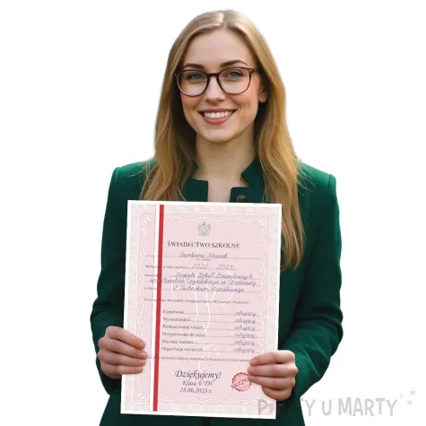 swiadectwo podziekowanie dla nauczyciela szkola srednia a4