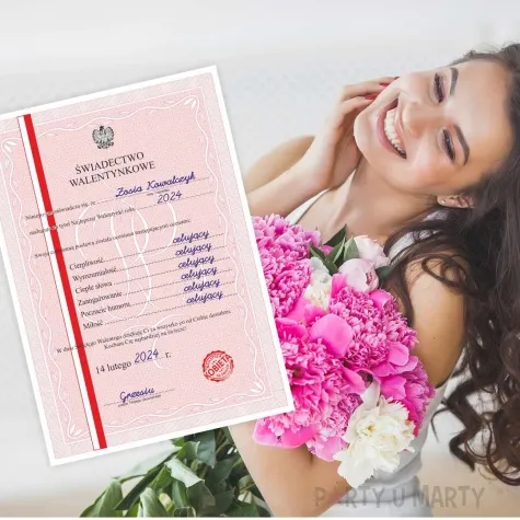 swiadectwo walentynkowe dla niej a4