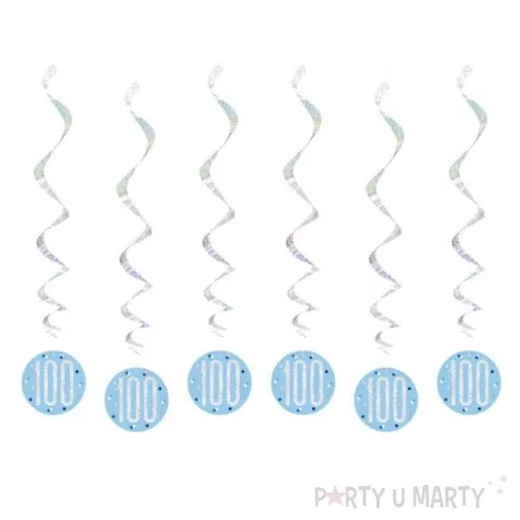 swiderki wiszace 100 urodziny glitz grochy niebieskie unique 6 szt