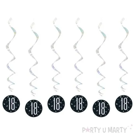 swiderki wiszace 18 urodziny glitz grochy czarne unique 6 szt