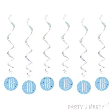 swiderki wiszace 18 urodziny glitz grochy niebieskie unique 6 szt