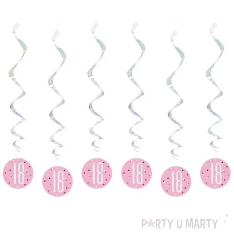 swiderki wiszace 18 urodziny glitz grochy rozowy unique 6 szt