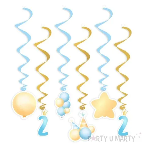 swiderki wiszace 2 urodziny baloniki blekitny 6 szt