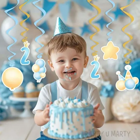 swiderki wiszace 2 urodziny baloniki blekitny 6 szt