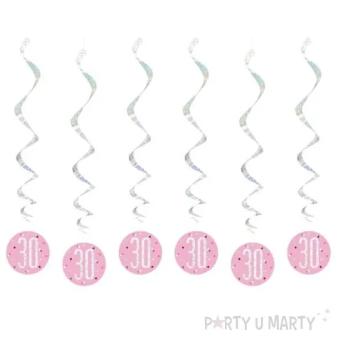 swiderki wiszace 30 urodziny glitz grochy rozowy unique 6 szt