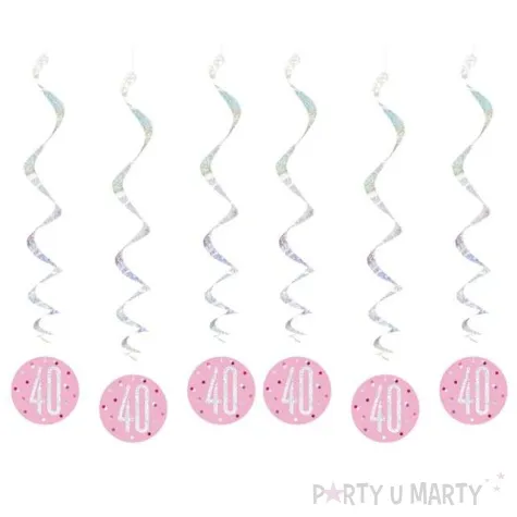 swiderki wiszace 40 urodziny glitz grochy rozowy unique 6 szt