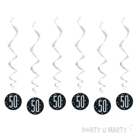 swiderki wiszace 50 urodziny glitz grochy czarne unique 6 szt