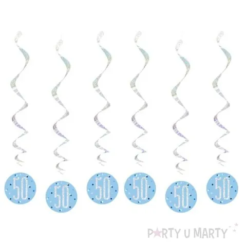 swiderki wiszace 50 urodziny glitz grochy niebieskie unique 6 szt
