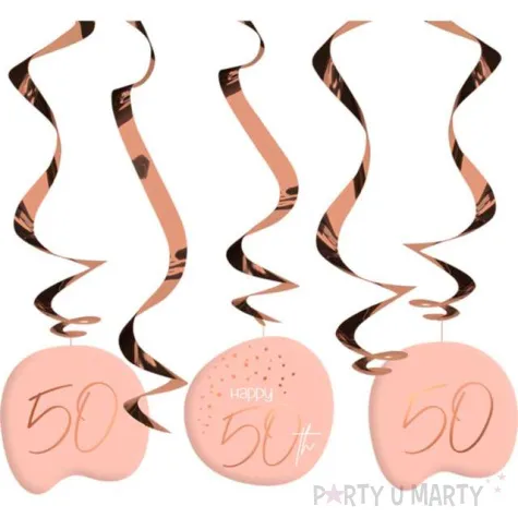 swiderki wiszace 50 urodziny happy birthday elegant rozowe folat 5 szt