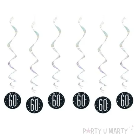 swiderki wiszace 60 urodziny glitz grochy czarne unique 6 szt