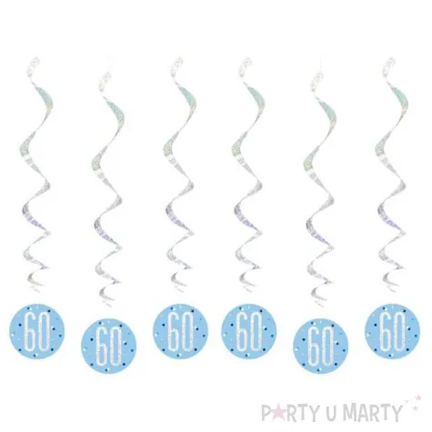 swiderki wiszace 60 urodziny glitz grochy niebieskie unique 6 szt