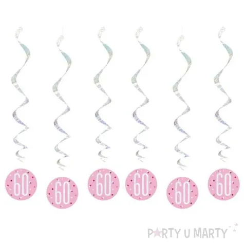 swiderki wiszace 60 urodziny glitz grochy rozowy unique 6 szt