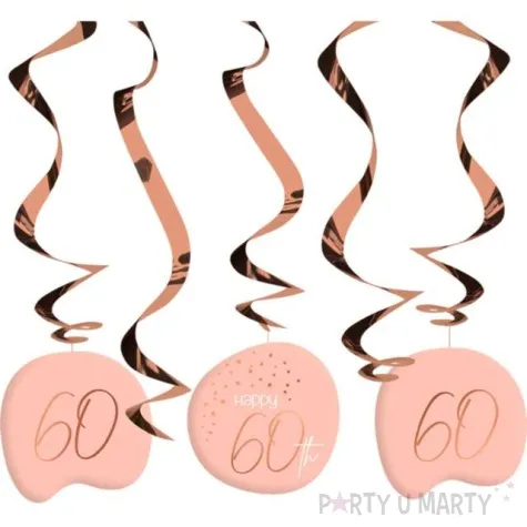 swiderki wiszace 60 urodziny happy birthday elegant rozowe folat 5 szt