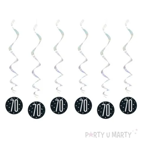 swiderki wiszace 70 urodziny glitz grochy czarne unique 6 szt