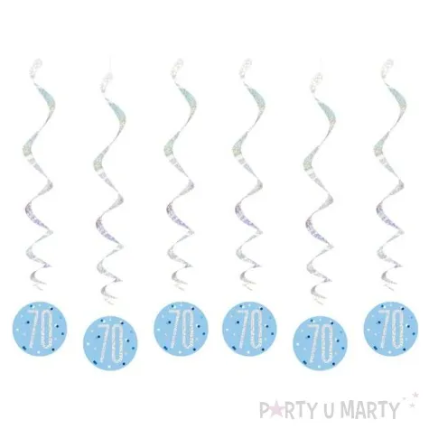 swiderki wiszace 70 urodziny glitz grochy niebieskie unique 6 szt