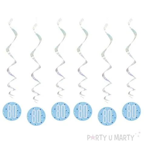 swiderki wiszace 80 urodziny glitz grochy niebieskie unique 6 szt