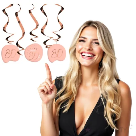 swiderki wiszace 80 urodziny happy birthday elegant rozowe folat 6 szt