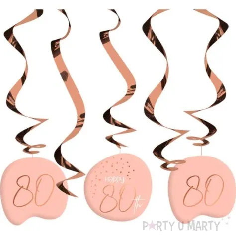 swiderki wiszace 80 urodziny happy birthday elegant rozowe folat 6 szt