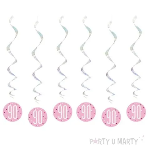 swiderki wiszace 90 urodziny glitz grochy rozowy unique 6 szt