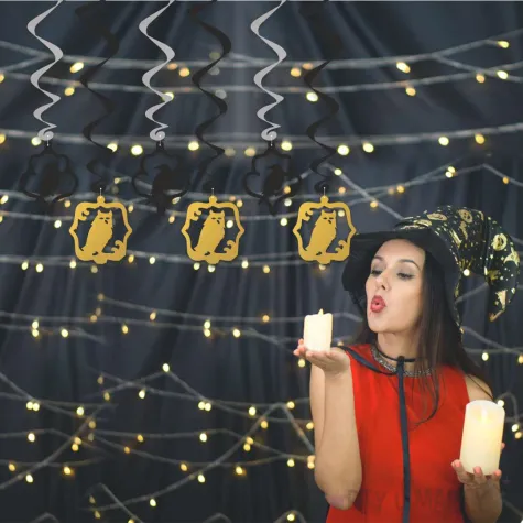 swiderki wiszace andrzejkowe medaliony czarno srebrno zlote 6 szt