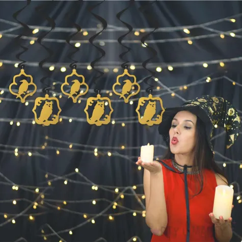 swiderki wiszace andrzejkowe medaliony czarno zlote 6 szt