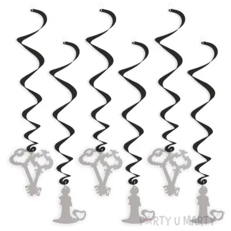 swiderki wiszace andrzejkowe wrozby czarno srebrne 6 szt