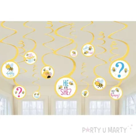 swiderki wiszace baby shower he or she amscan 61 cm 12 szt