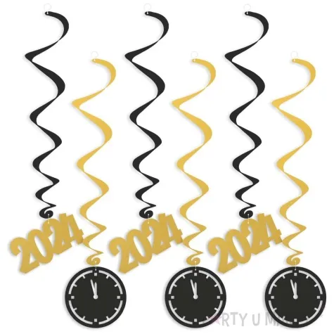 swiderki wiszace czas na nowy rok 2024 zloto czarne 6 szt