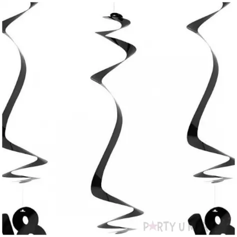 swiderki wiszace dekoracje do powieszenia na 18 urodziny kokardki czarne 50 cm 5 szt