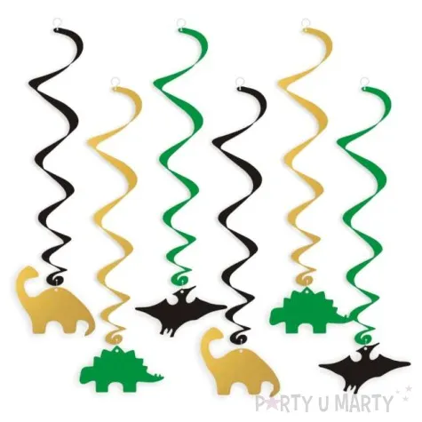 swiderki wiszace dino party zielone czarne zlote 6 szt