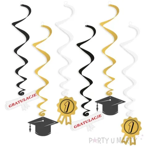 swiderki wiszace gratulacje biret czarny mix 6 szt