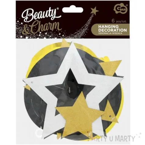 swiderki wiszace gwiazdki brokatowe godan 60 cm 6 szt