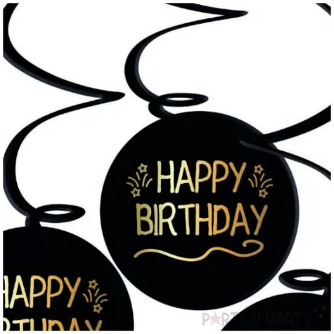 swiderki wiszace happy birthday shining glam czarny folat 60 cm 3 szt