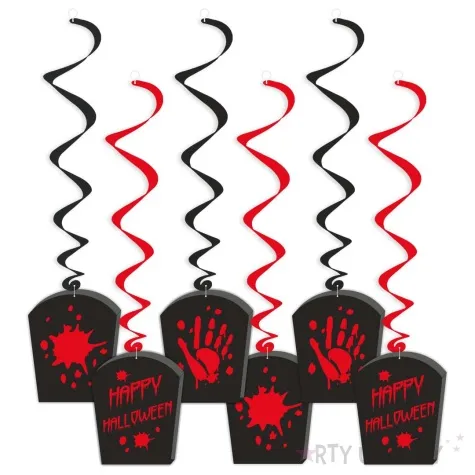 swiderki wiszace happy halloween we krwi czarne 6 szt