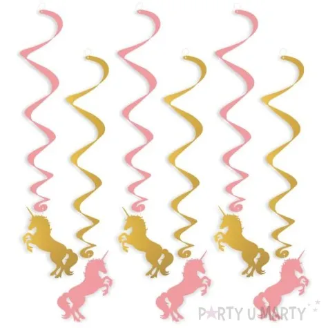 swiderki wiszace jednorozec zloto rozowe 6 szt
