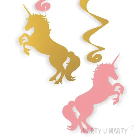 swiderki wiszace jednorozec zloto rozowe 6 szt