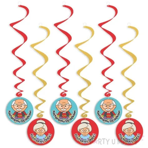 swiderki wiszace kochanej babci i kochanemu dziadkowi zloto czerwone 6 szt