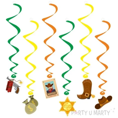 swiderki wiszace kowbojskie party mix 3 kolorowy 6 szt