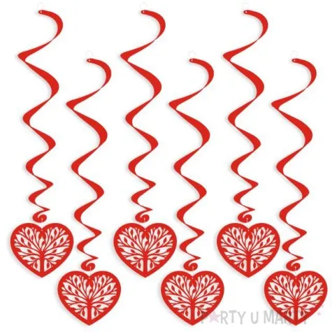 swiderki wiszace leaf hearts czerwone 6 szt