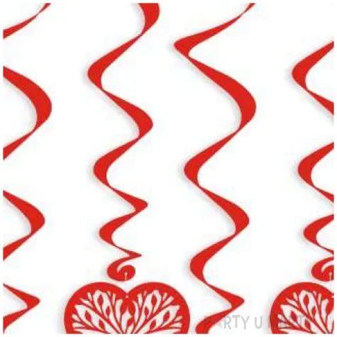 swiderki wiszace leaf hearts czerwone 6 szt