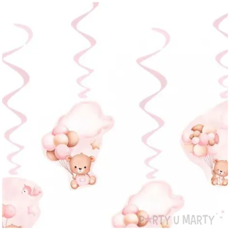 swiderki wiszace misie z balonikami rozowy jasny congee 65 cm