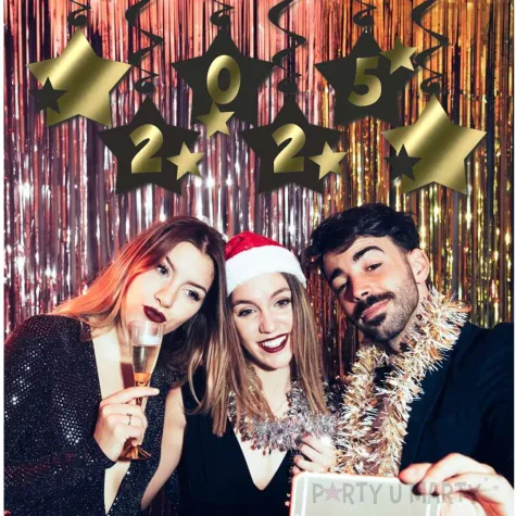 swiderki wiszace nowy rok 2025 z gwiazdami czarne 6 szt