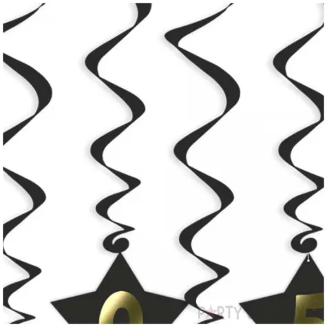 swiderki wiszace nowy rok 2025 z gwiazdami czarne 6 szt