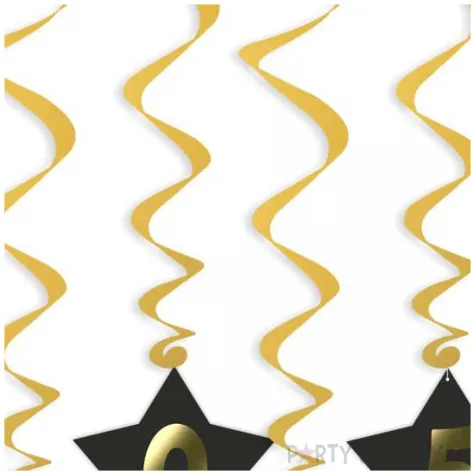 swiderki wiszace nowy rok 2025 z gwiazdami zloto czarne 6 szt